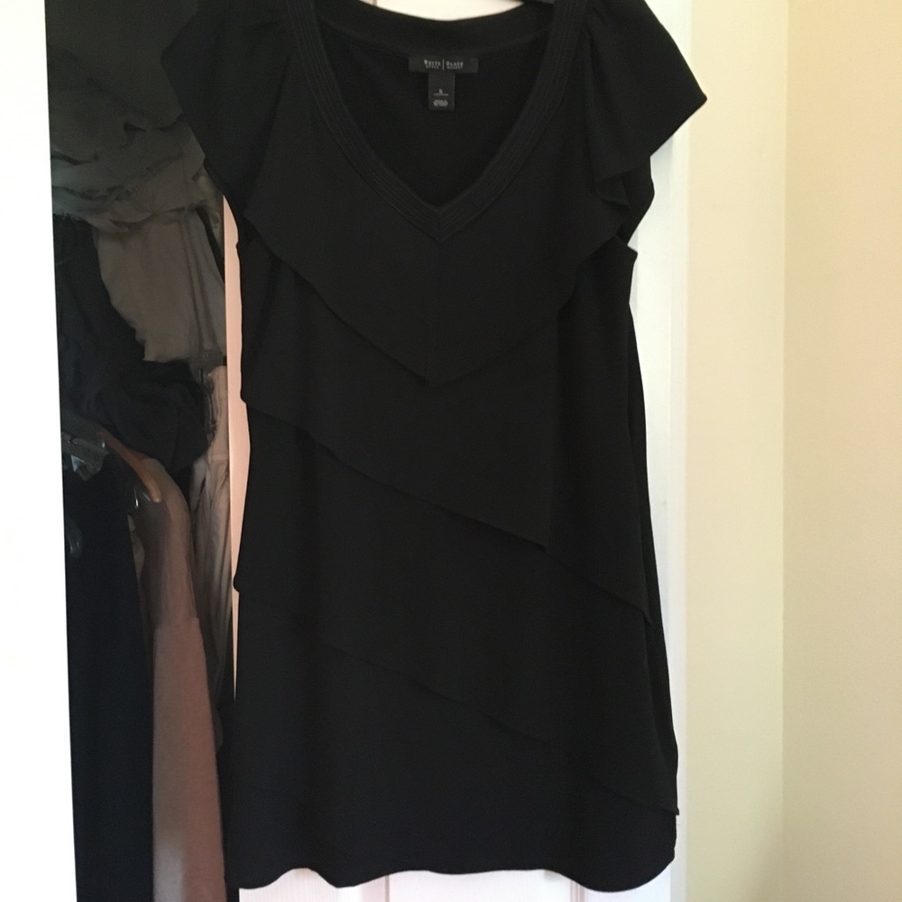White House Black Market Black Vneck Tunic Small